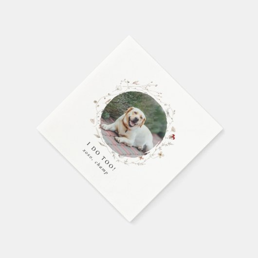 Modern Cute I Do Too Pet Photo Wedding Servet (Hoek)