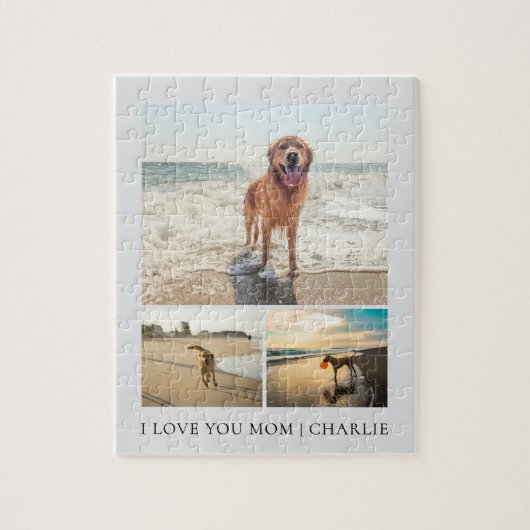 Modern Cute I Love You Mom Dogs Pet Photo Collage Legpuzzel (Verticaal)