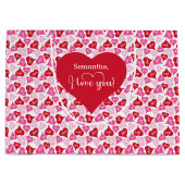 Modern Cute I Love You Text Custom Name Valentine Groot Cadeauzakje (Voorkant)