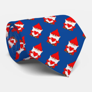 Modern Cute Kerst Gnome Patroon op Blauw Stropdas