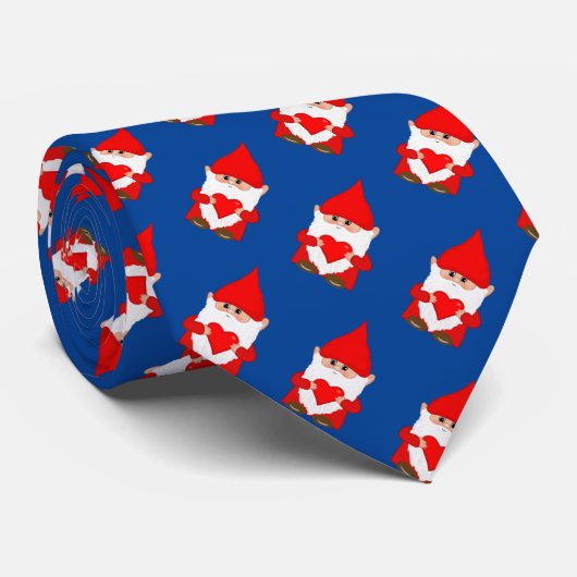 Modern Cute Kerst Gnome Patroon op Blauw Stropdas (Opgerold)