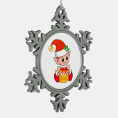 Modern Cute Kerstmis Elf Tin Sneeuwvlok Ornament (Links)