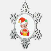 Modern Cute Kerstmis Elf Tin Sneeuwvlok Ornament (Rechts)