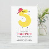 Modern Cute Kinder 5e verjaardag Uitnodiging (Staand voorkant)