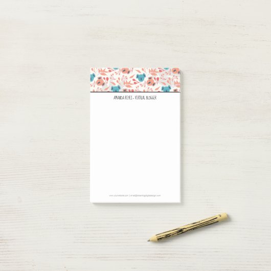 Modern Cute Koala en Floral Blossom Post-it® Notes (Op bureau)