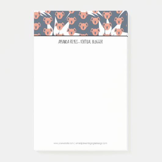 Modern Cute Koala en Tropical Leaf Post-it® Notes (Voorkant)