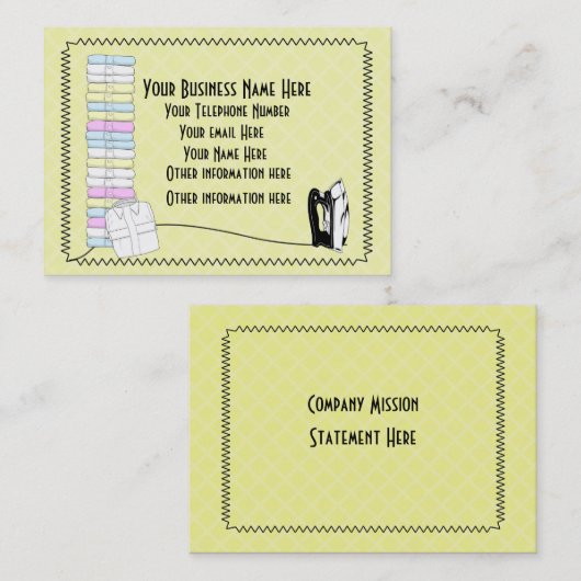 Modern Cute Laundry Ironry Services Business Car Visitekaartje (Voorkant / Achterkant)