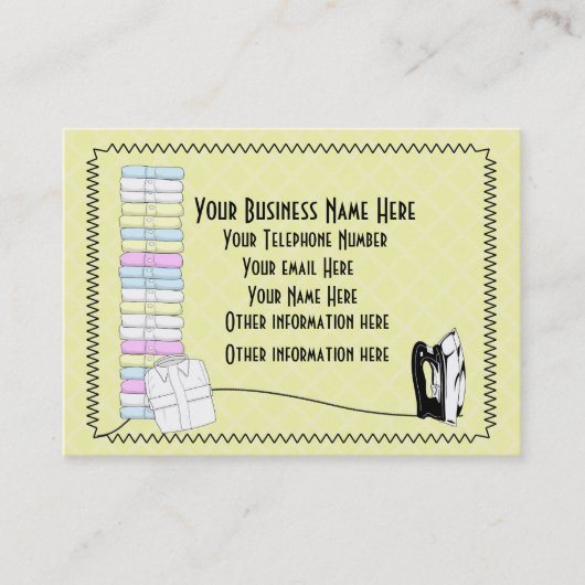 Modern Cute Laundry Ironry Services Business Car Visitekaartje (Voorkant)