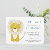 Modern Cute Lion Baby Blue Yellow Kaart (Staand voorkant)