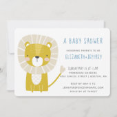 Modern Cute Lion Baby Blue Yellow Kaart (Voorkant)