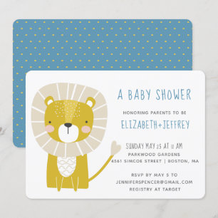 Modern Cute Lion Baby Blue Yellow Kaart