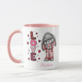 Modern Cute Love Bunny Valentines Day Name Mok (Links)