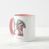 Modern Cute Love Bunny Valentines Day Name Mok (Voorkant links)