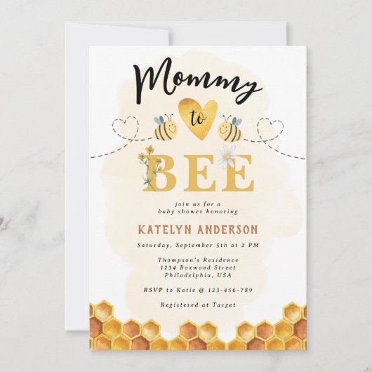 Modern Cute Mama to Bee Gender Neutral Baby shower Kaart (Voorkant)