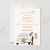 Modern Cute Marigold Text  Save The Date (Voorkant)
