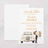 Modern Cute Marigold Text  Save The Date (Voorkant / Achterkant)