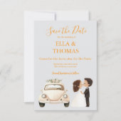 Modern Cute Marigold Text  Save The Date (Voorkant)