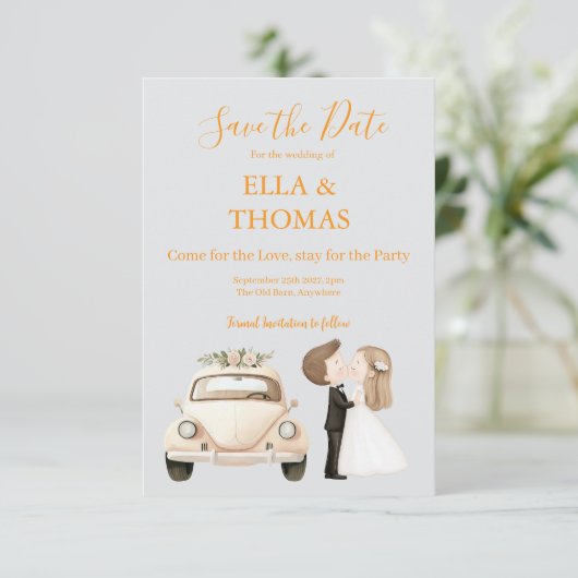 Modern Cute Marigold Text  Save The Date (Staand voorkant)