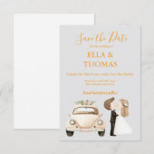 Modern Cute Marigold Text  Save The Date (Voorkant / Achterkant)