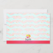 Modern Cute Mermaid Pink Birthday Party Invitation Kaart (Achterkant)