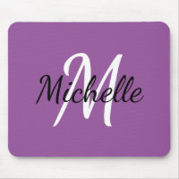 Modern Cute Monogram Initiaal + Naam Paars & Wit