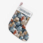 Modern Cute Nordic Whimsical Winter Night Town Kleine Kerstsok (Voorkant (Hangend))