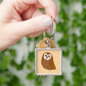 Modern cute northern saw-whet owl sleutelhanger (Hand)