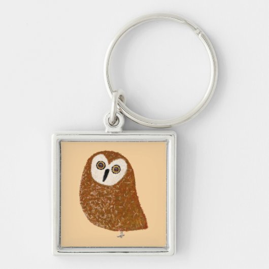 Modern cute northern saw-whet owl sleutelhanger (Voorkant)