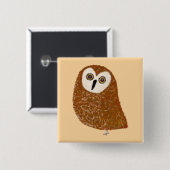 Modern cute northern saw-whet owl vierkante button 5,1 cm (Voorkant /achterkant)