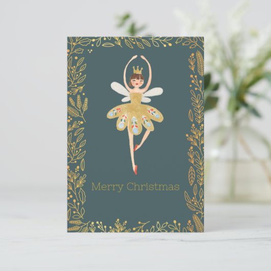 Modern Cute Nutcracker Ballet Christmas Card  Kaart (Staand voorkant)