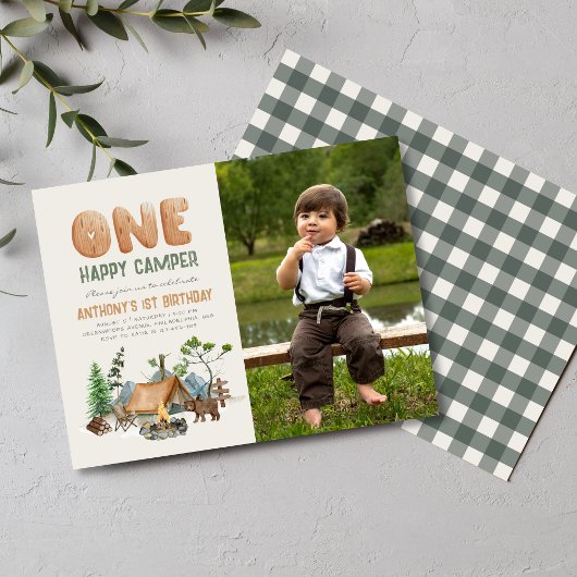 Modern Cute One Happy Camper 1-dag Briefkaart