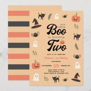 Modern Cute Our Little Boo Halloween 2e verjaardag Kaart