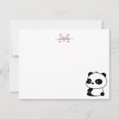 Modern Cute Panda Blush Pink Monogram Script Notitiekaartje (Voorkant)