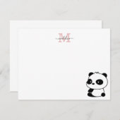 Modern Cute Panda Blush Pink Monogram Script Notitiekaartje (Voorkant / Achterkant)