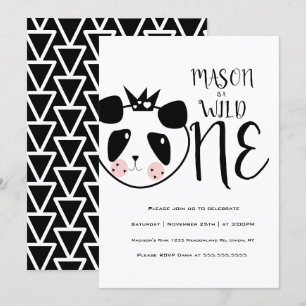 Modern Cute Panda Vetgedrukt Safari Wild One Verja Kaart