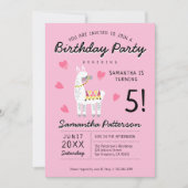 Modern Cute Party Llama Birthday Kaart (Voorkant)