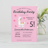 Modern Cute Party Llama Birthday Kaart (Staand voorkant)