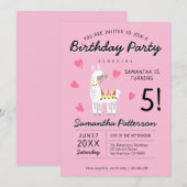 Modern Cute Party Llama Birthday Kaart (Voorkant / Achterkant)