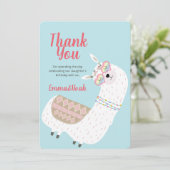 Modern Cute Party Llama Cactus Birthday Dank je Bedankkaart (Staand voorkant)