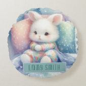 Modern Cute Pastel Bunny Rond Kussen (Voorkant)