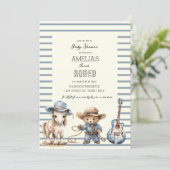 modern cute pastel first rodeo baby shower kaart (Staand voorkant)
