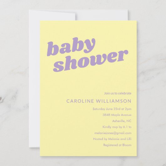 Modern Cute Pastel Yellow Retro Baby Shower  Kaart (Voorkant)