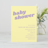 Modern Cute Pastel Yellow Retro Baby Shower  Kaart (Staand voorkant)