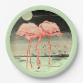 Modern Cute  Pink Bird Flamingo and Moon Papieren Bordje (Voorkant)
