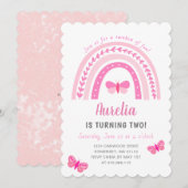 Modern Cute Pink Boho Rainbow Birthday Kaart (Voorkant / Achterkant)