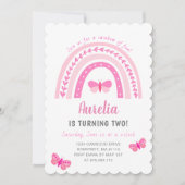 Modern Cute Pink Boho Rainbow Birthday Kaart (Voorkant)