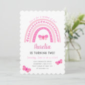 Modern Cute Pink Boho Rainbow Birthday Kaart (Staand voorkant)