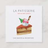 Modern Cute Pink Cheesecake Bakery Pastry Chef Vierkante Visitekaartje (Voorkant)
