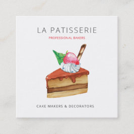 Modern Cute Pink Cheesecake Bakery Pastry Chef Vierkante Visitekaartje
