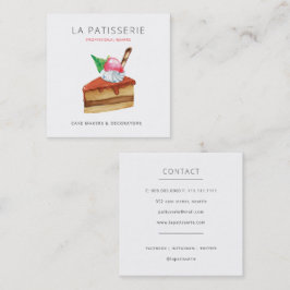 Modern Cute Pink Cheesecake Bakery Pastry Chef Vierkante Visitekaartje